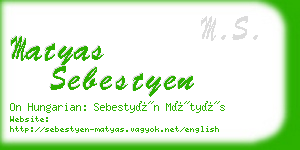 matyas sebestyen business card